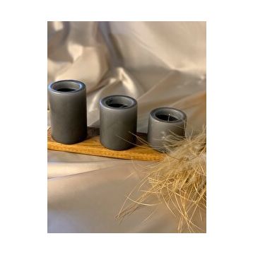Gizemli Home 3'lü Set Çap: 6,5 Gri Çökertme Slindir Mum