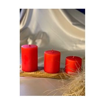 Gizemli Home 3'lü Set Çap: 6,5 Kırmızı Çökertme Slindir Mum