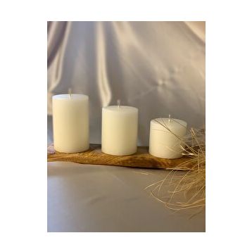 Gizemli Home 3'lü Set Çap: 6,5 Krem Çökertme Silindir Mum
