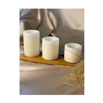 Gizemli Home 3'lü Set Çap: 6,5 Krem Çökertme Silindir Mum