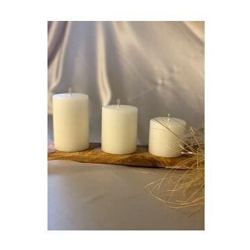 Gizemli Home 3'lü Set Çap: 6,5 Krem Çökertme Silindir Mum
