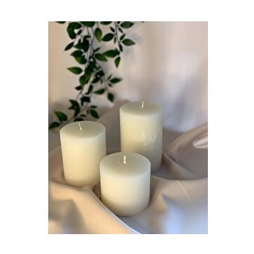 Gizemli Home 3'lü Set Çap: 6,5 Krem Çökertme Silindir Mum