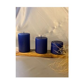 Gizemli Home 3'lü Set Çap: 6,5 Lacivert Beton Döküm Silindir Mum