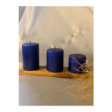 Gizemli Home 3'lü Set Çap: 6,5 Lacivert Beton Döküm Silindir Mum