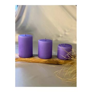 Gizemli Home 3'lü Set Çap: 6,5 Lila Silindir Mum