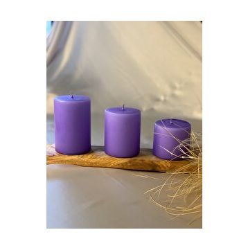 Gizemli Home 3'lü Set Çap: 6,5 Lila Silindir Mum