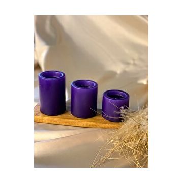 Gizemli Home 3'lü Set Çap: 6,5 Mor Çökertme Slindir Mum