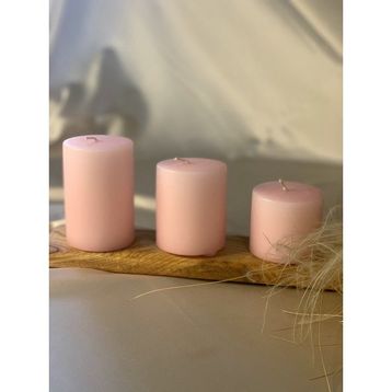 Gizemli Home 3'lü Set Çap: 6,5 Pembe Silindir Mum