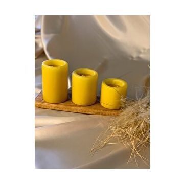 Gizemli Home 3'lü Set Çap: 6,5 Sarı Çökertme Slindir Mum
