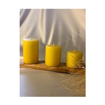 Gizemli Home 3'lü Set Çap: 6,5 Sarı Silindir Mum