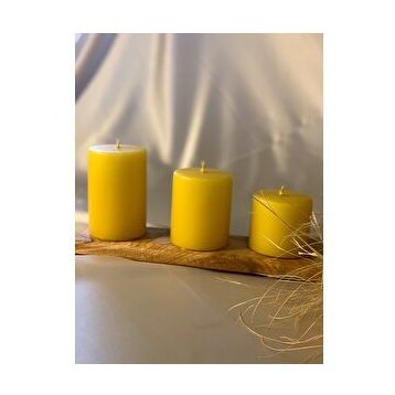 Gizemli Home 3'lü Set Çap: 6,5 Sarı Silindir Mum