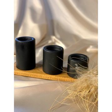 Gizemli Home 3'lü Set Siyah Çökertme Çap: 6,5 Slindir Mum