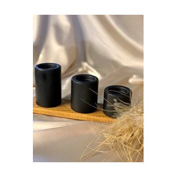 Gizemli Home 3'lü Set Siyah Çökertme Çap: 6,5 Slindir Mum