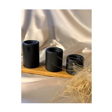 Gizemli Home 3'lü Set Siyah Çökertme Çap: 6,5 Slindir Mum