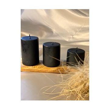 Gizemli Home 3'lü Set Siyah Çökertme Çap: 6,5 Slindir Mum