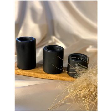 Gizemli Home 3'lü Set Siyah Çökertme Çap: 6,5 Slindir Mum
