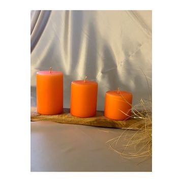 Gizemli Home 3'lü Set Turuncu Çap: 6,5 Silindir Mum