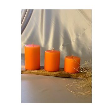 Gizemli Home 3'lü Set Turuncu Çap: 6,5 Silindir Mum