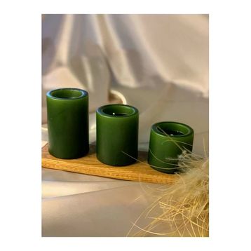 Gizemli Home 3'lü Set Yeşil Çap: 6,5 Çökertme Silindir Mum