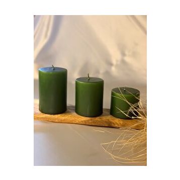 Gizemli Home 3'lü Set Yeşil Çap: 6,5 Silindir Mum