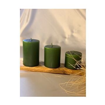 Gizemli Home 3'lü Set Yeşil Çap: 6,5 Silindir Mum