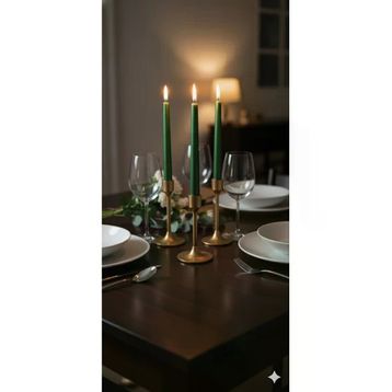 Gizemli Home 4'lü Çam Yeşili Metalik Şamdan Mumu