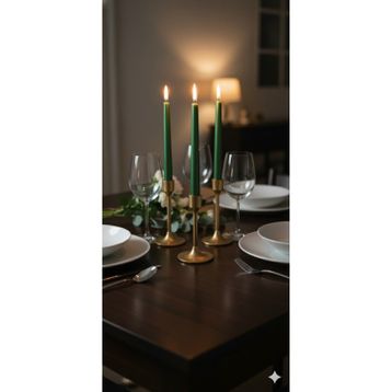 Gizemli Home 4'lü Çam Yeşili Metalik Şamdan Mumu