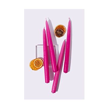 Gizemli Home 4'lü Set Fuşya Şamdan Mumu