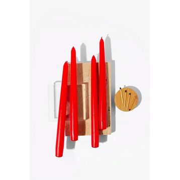 Gizemli Home 4'lü Set Kırmızı Şamdan Mumu