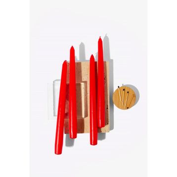 Gizemli Home 4'lü Set Kırmızı Şamdan Mumu