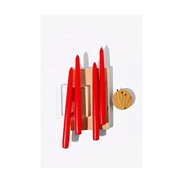 Gizemli Home 4'lü Set Kırmızı Şamdan Mumu