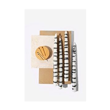 Gizemli Home 4'lü Set Siyah Zebra Desen Şamdan Mumu