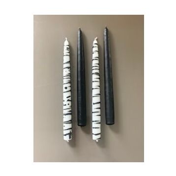 Gizemli Home 4'lü Set Siyah Zebra Desen Siyah Şamdan Mumu