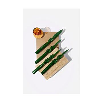 Gizemli Home 4'lü Set Yeşil Burgulu Şamdan Mumu