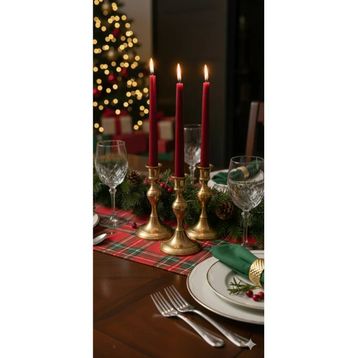 Gizemli Home GZMH-98620 3'lü Kırmızı Metalik Şamdan Mumu