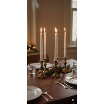 Gizemli Home Krem Altın Yaldız 4'lü Şamdan Mum