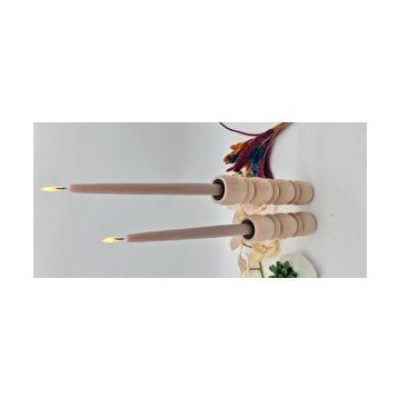 Gizemli Home Natural Wooden 2'li Bubble Şamdan Set