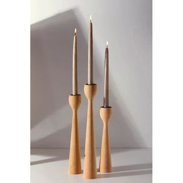 Gizemli Home Natural Wooden Salute 3'lü Set Şamdan