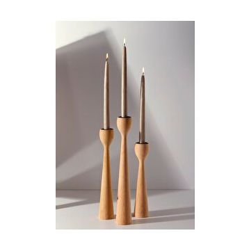 Gizemli Home Natural Wooden Salute 3'lü Set Şamdan