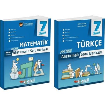 Gizli Yayınları - 2025 7. Sınıf Matematik - Türkçe Alıştırmalı Soru Bankası Seti 2 Kitap