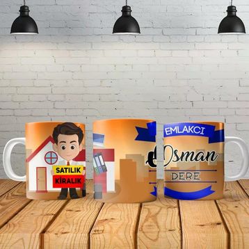Gizzodo Emlakçı Kişiye Özel Baskılı Yeni Tasarım Sihirli Kupa Bardak