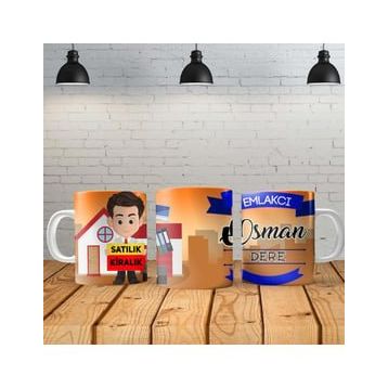 Gizzodo Emlakçı Kişiye Özel Baskılı Yeni Tasarım Sihirli Kupa Bardak