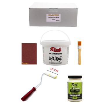 Glance Rich Multi Decor Chalked Antik Beyaz 1000 gr Dolap Fayans Mutfak Tezgahı Boyama Seti + Taş Vernik