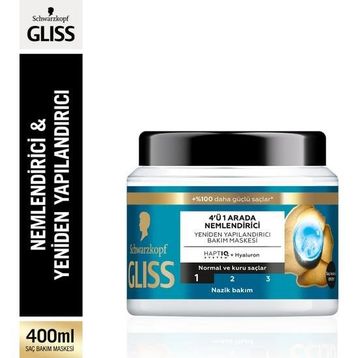Gliss 400 ml 4'ü 1 Arada Nemlendirici ve Yeniden Yapılandırıcı Saç Bakım Maskesi