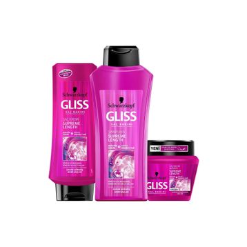 Gliss 525 ml Supreme Length Şampuan + 360 ml Saç Kremi + 300 ml Saç Maskesi