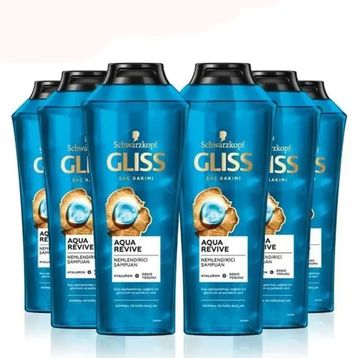 Gliss 6x500 ml Aqua Revive Hyaluron ve Deniz Yosunu içeren Nemlendirici Şampuan