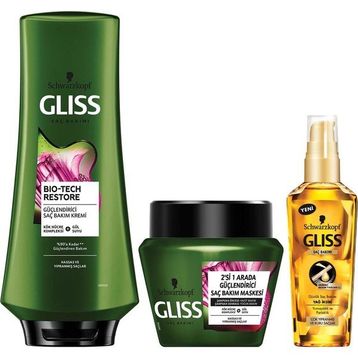 Gliss Bio-Tech 360 ml Saç Kremi + 300 ml Saç Bakım Maskesi + 75 ml Oil Elixir Yağ İksiri