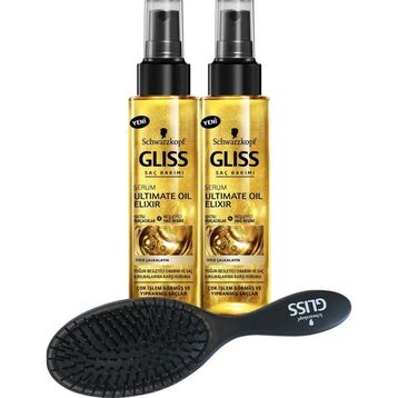 Gliss Ultimate Oil Elixir 2x100 ml Saç Bakım Yağı + Saç Fırçası
