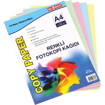 Globox 6536 Karışık 100'lü Renkli Fotokopi Kağıdı