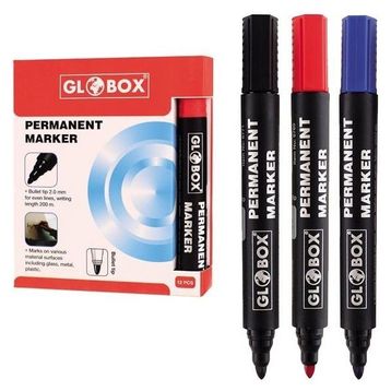 Globox 6769 Kırmızı Yuvarlak Uç Permanent Markör Koli Kalemi